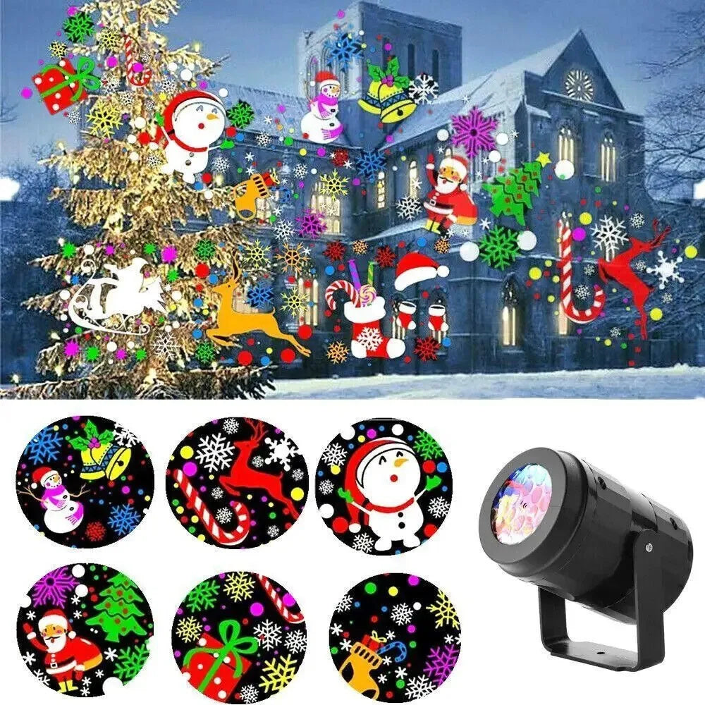 ULTRA-BRIGHT LED Christmas Projector Light – 16 Rotating Holiday Patterns & Snowfall Effect – Indoor/Outdoor Waterproof Landscape Spotlight – Instant Festive Home Decor