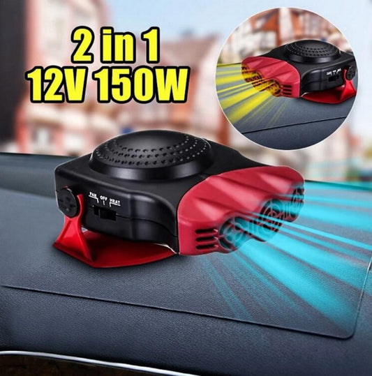 INSTANT Defrost Car Heater & Cooler Fan – 150W 12V Portable Auto Windshield Demister – Fast Heating & Cooling Fan for Winter/Summer Driving Safety