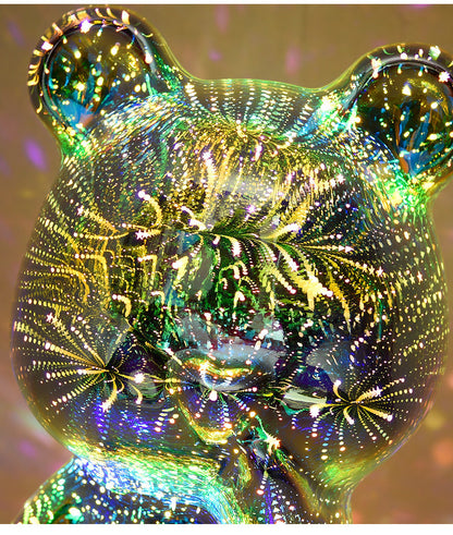 The 3D Fireworks Finger Bear Table Lamp – Rechargeable Ambient LED Night Light – Modern Geometric Stereo Design for Novelty Gifts & Home Decor – USB Powered Desk Lamp