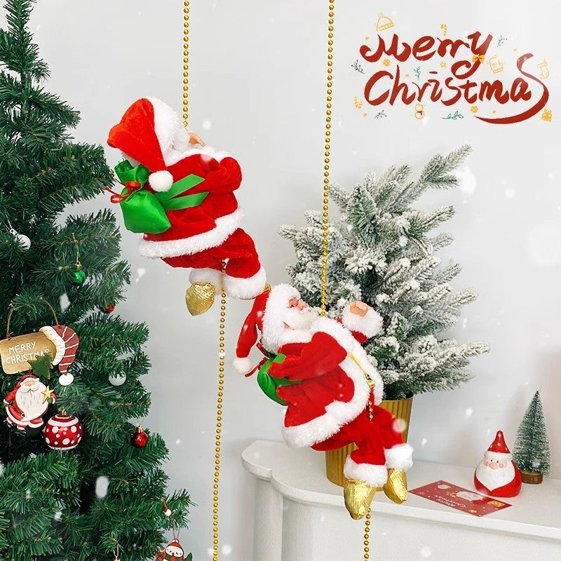Electric Musical Climbing Santa Claus – Animated Holiday Decoration with Lights & Christmas Carols