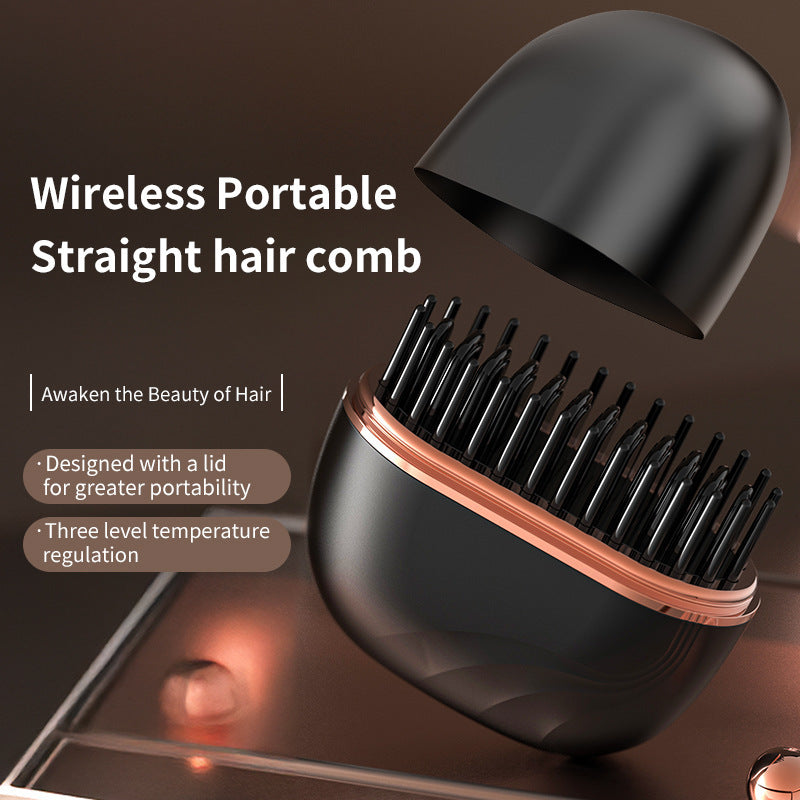 Mini Wireless Hair Straightening Comb – Portable Heated Styling Brush for Quick Smooth & Frizz-Free Hair