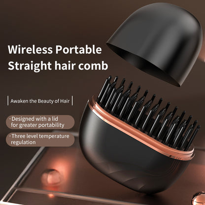 Mini Wireless Hair Straightening Comb – Portable Heated Styling Brush for Quick Smooth & Frizz-Free Hair