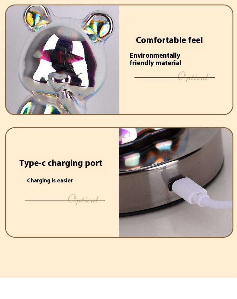 The 3D Fireworks Finger Bear Table Lamp – Rechargeable Ambient LED Night Light – Modern Geometric Stereo Design for Novelty Gifts & Home Decor – USB Powered Desk Lamp